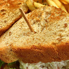 Chicken Salad Sandwich with Fries and Ketchup